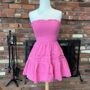 Altar’d State Pink Strapless Smocked Dress